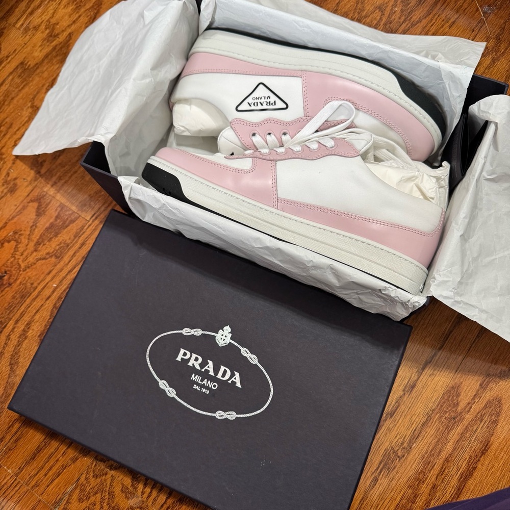 Prada Pink and White Casual Sneakers